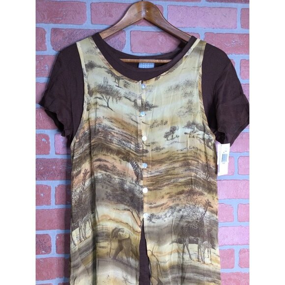 Vintage Rabbit Rabbit Rabbit Designs Two Piece Set Maxi Dress Overlay Brown 8M - Picture 2 of 10